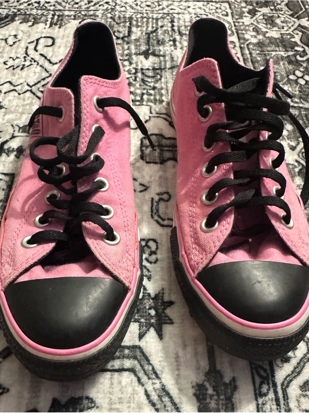 Converse Pink Canvas Low-Top Sneakers with Black Accents